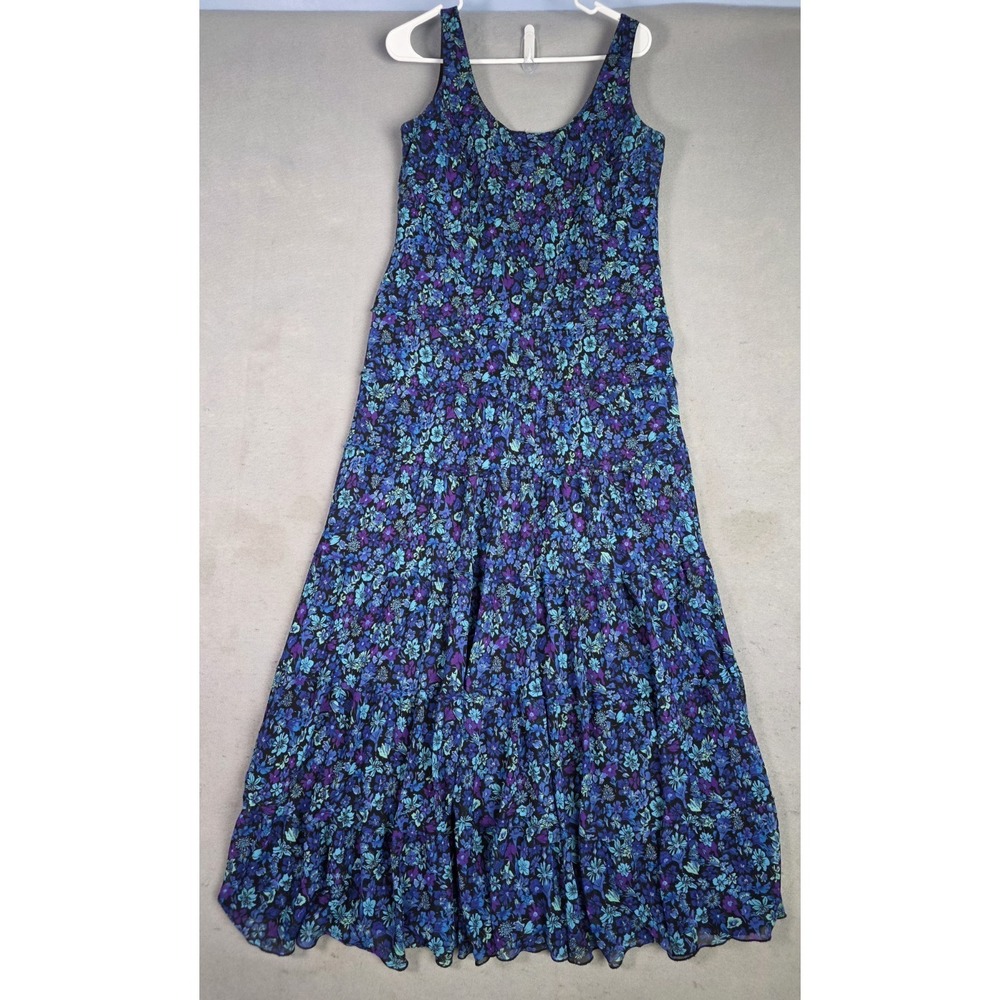 Jones New York Navy, Teal & Purple Floral Maxi Dress